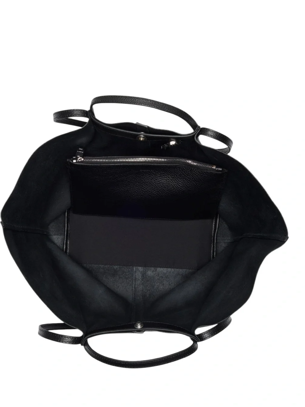 AllSaints Odette Black Pebbled Leather Tote Bag Large Shopper NWT Dust Bag Inclu - Picture 3 of 6